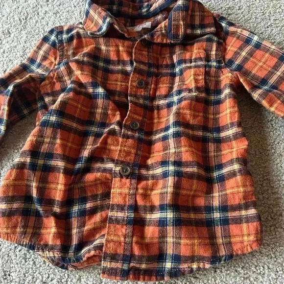 18-24 M Blue Jean Overalls W Flannel Shirt - Picture 3 of 7